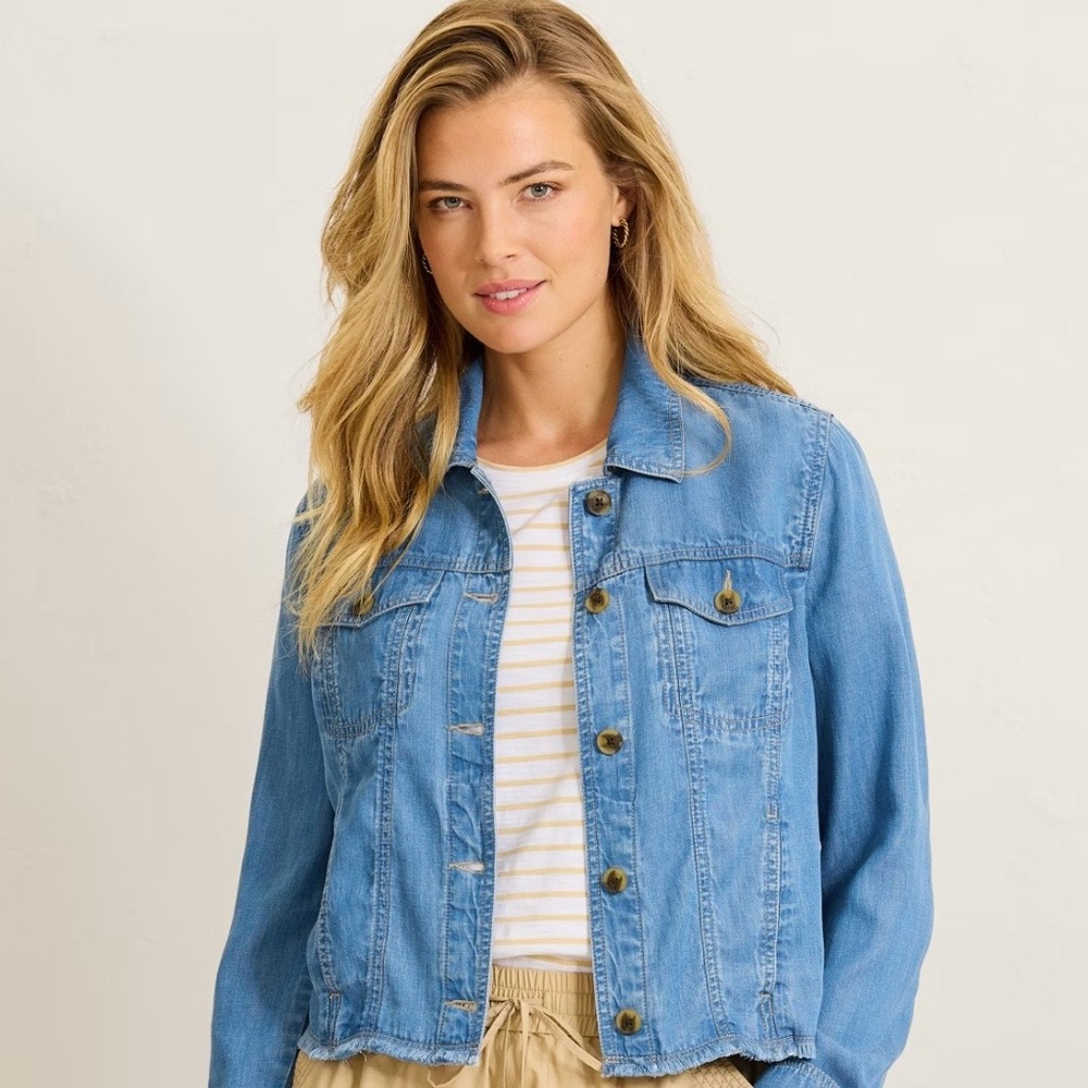 Tommy Bahama lightweight Jean jacket w raw edge - Picture 3 of 3